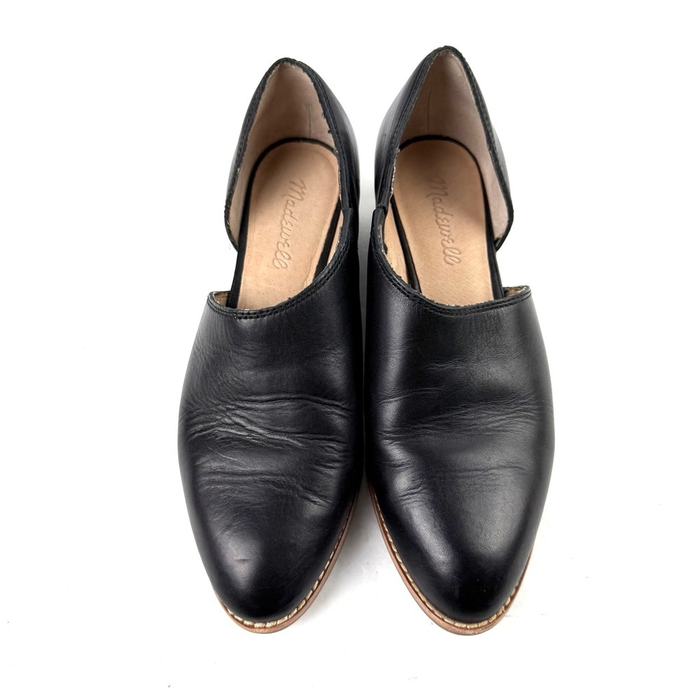 Madewell The Lucie Cutout Shoes 7 True Black Leather Slip‎ On Womens